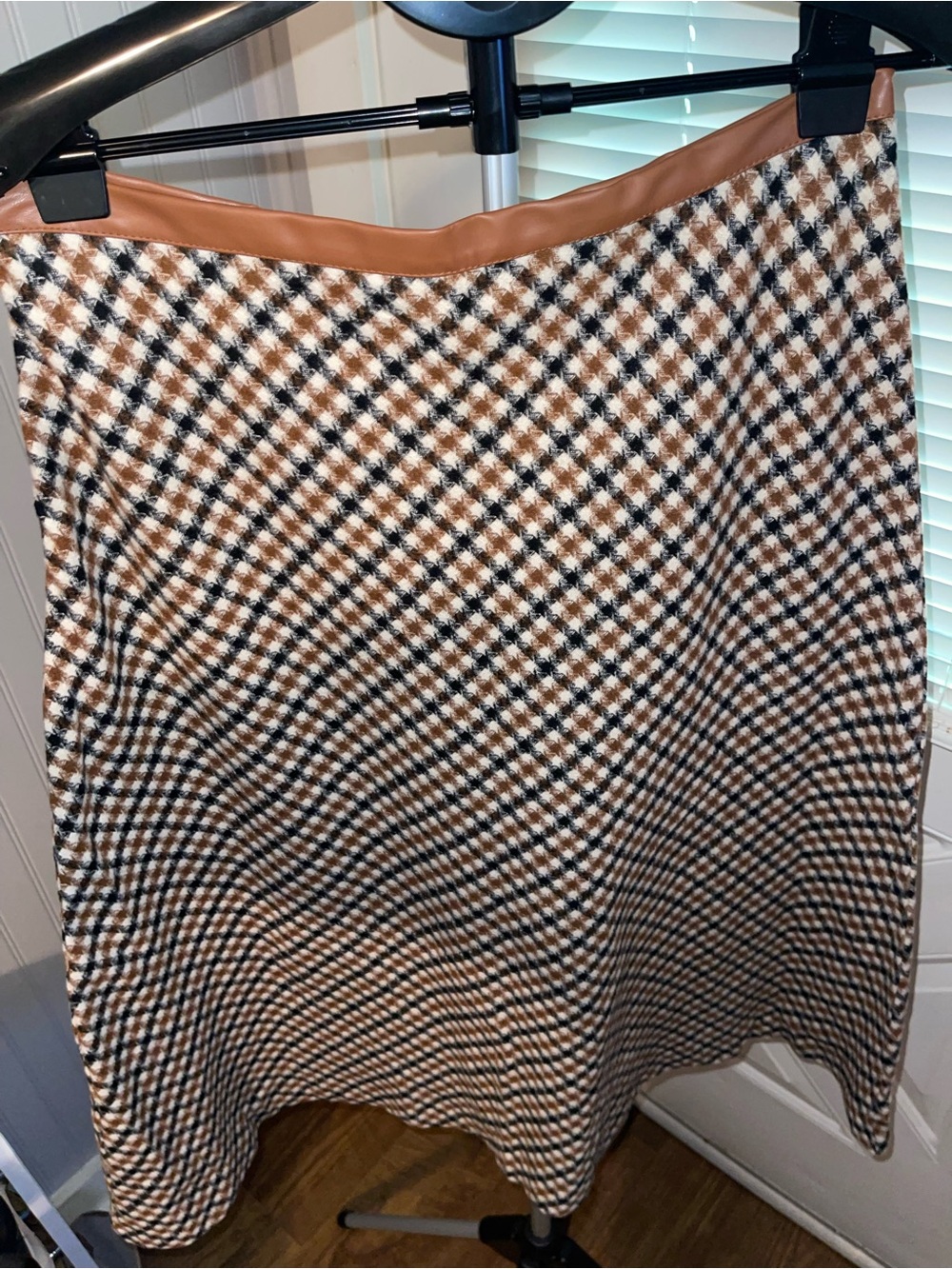 HYFVE Brown, Black and White Plaid A-Line Skirt